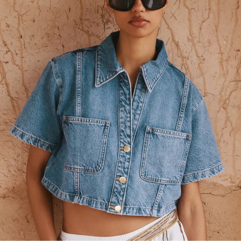 NWT Zara Crop Denim Top